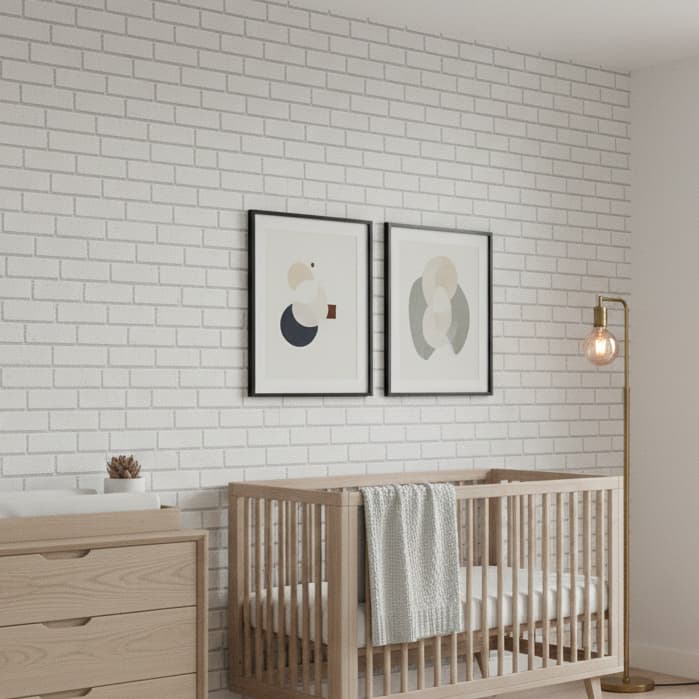 Papel de Parede Tijolinho Vinílico Branco Autoadesivo 3m | Kit 2 Rolos Impermeável e Lavável