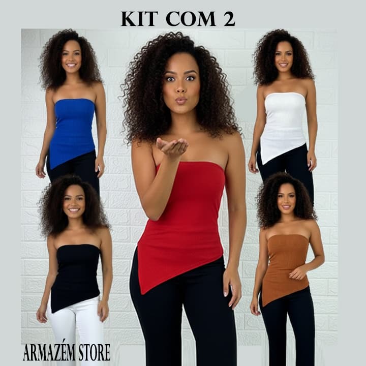 Kit 2 Tops Tomara Que Caia Assimétrico Anarruga Premium Feminino Verão Tendência 2026 Envio Rápido