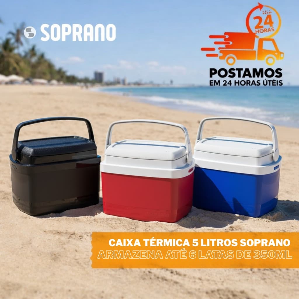Caixa Térmica Cooler Térmico 5 Litros Tropical Pequena Cores - Soprano
