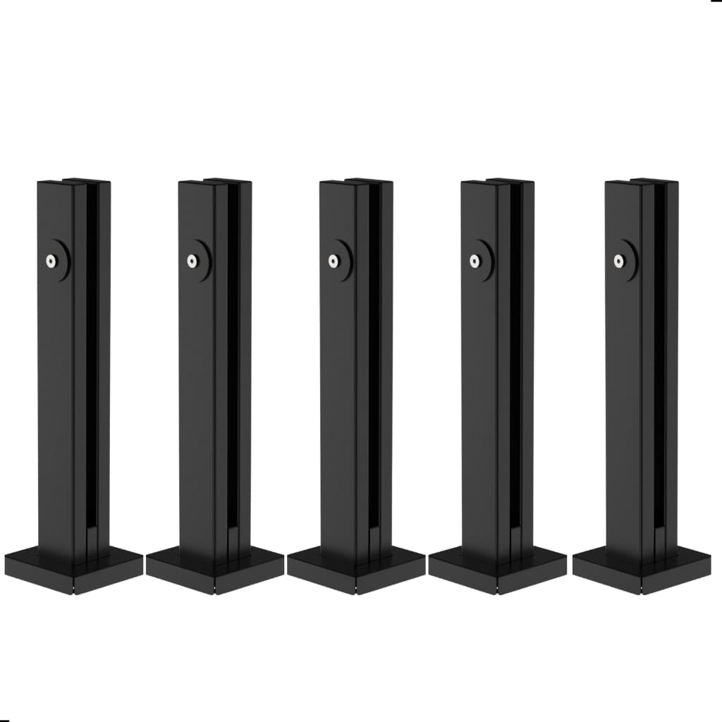 Kit 5 Torre Guarda Corpo Coluna Pinça Preto 30cm Para Vidro