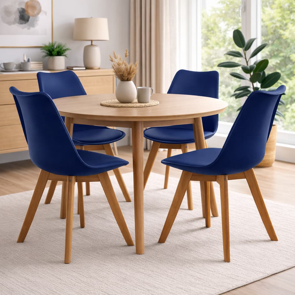 Kit 4 Cadeira Jantar Colorida Com Assento Estofado Cozinha Airbnb Saarinen Base Madeira