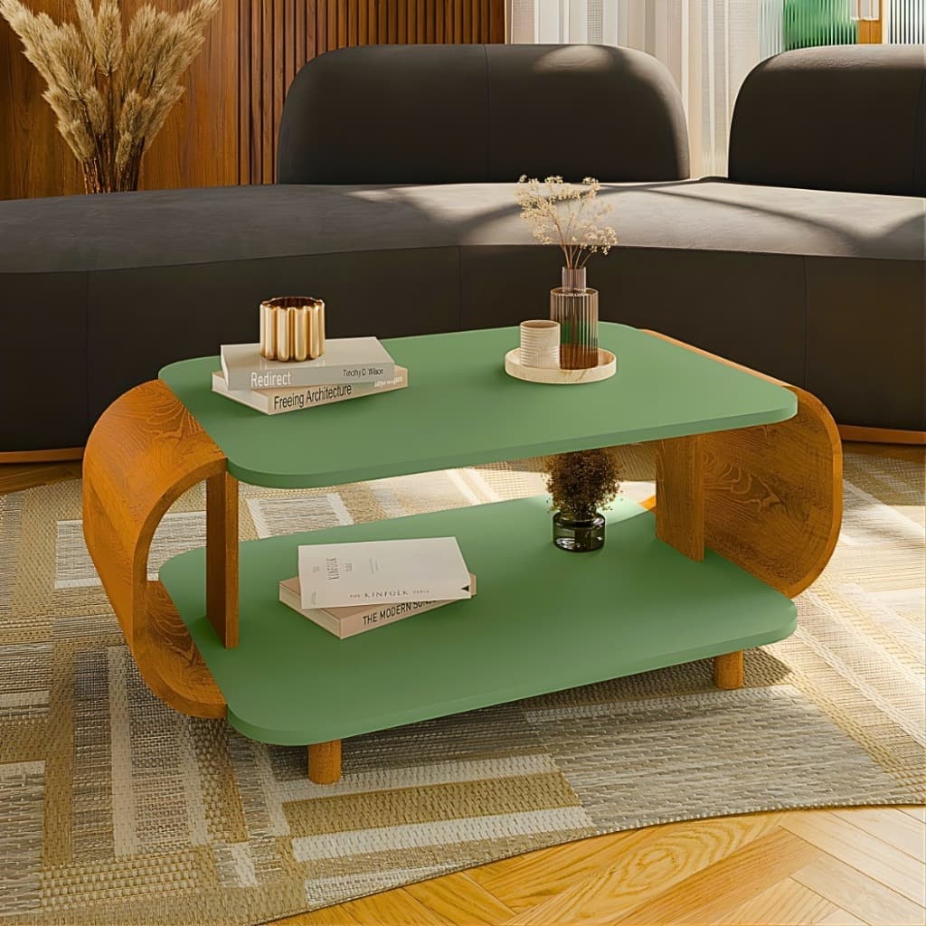 *DESCONTO* Mesa de Centro Orgânica Sala Floripa - Cores - Pés em Madeira Maciça - Moderna