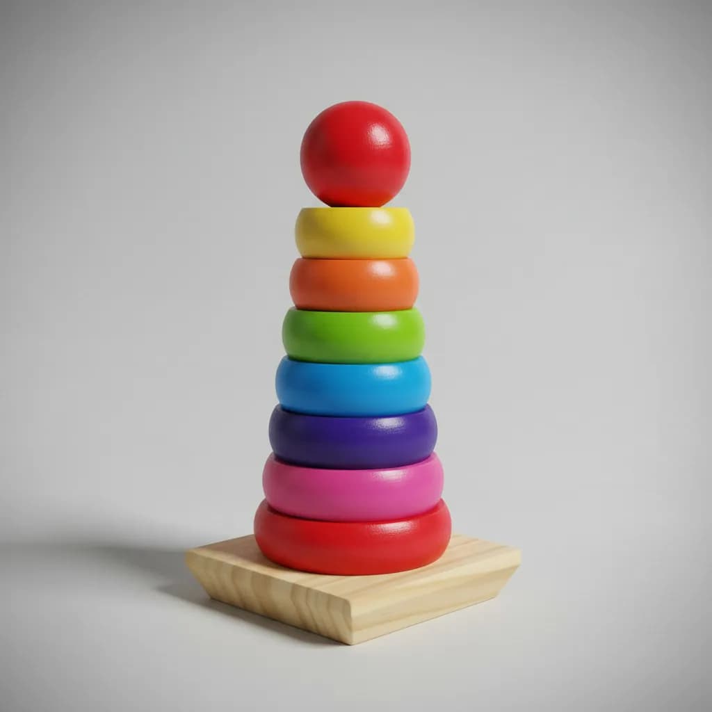 Brinquedo Educativo Pirâmide Madeira 9 Peças