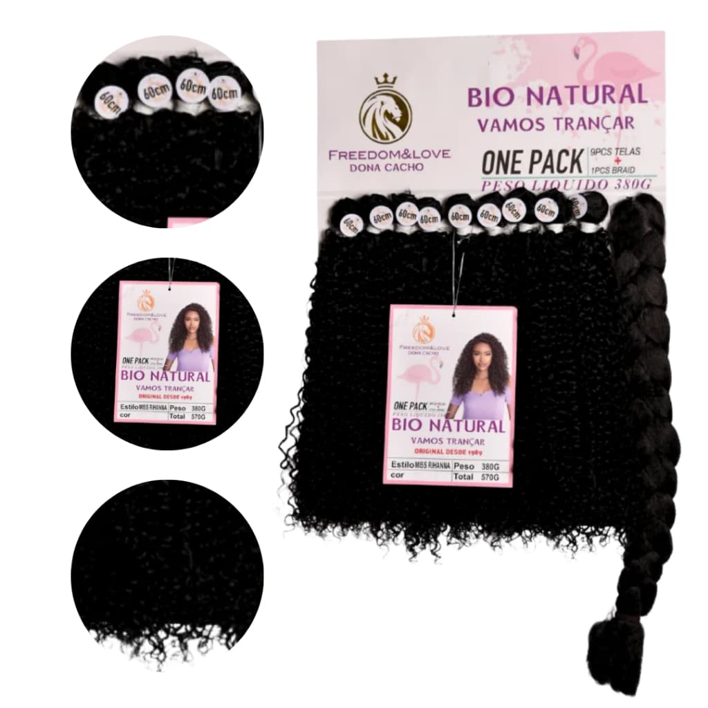 Cabelo Cacheado Bio Natural Freedom&Love Miss Rihanna + Jumbo Braid 60cm 380g Original