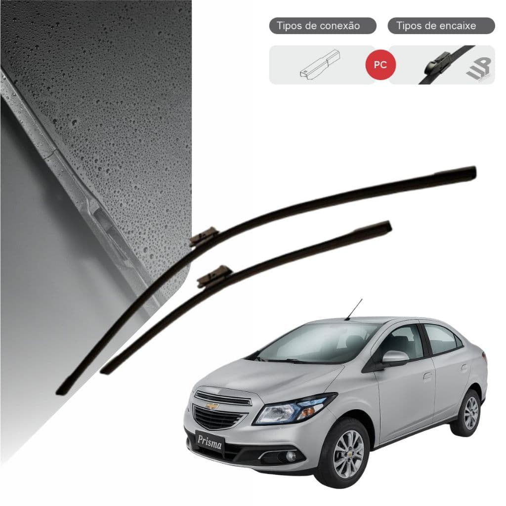 Kit Palhetas Prisma Limpador De Parabrisa Par Palhetas Silicone Dianteiro Chevrolet 2007 até 2022