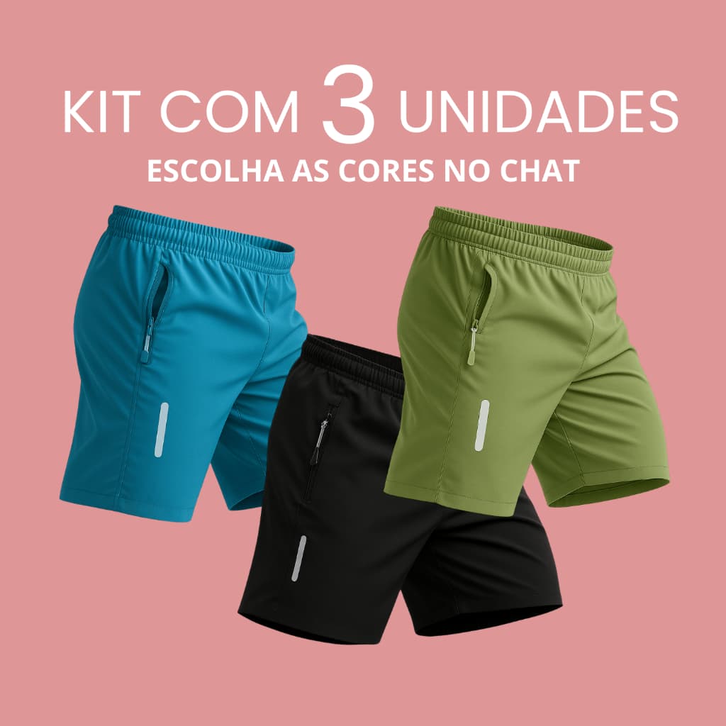 Kit 3 Bermuda Branca Masculino Fresca Treino Corrida Praia Verao Short Tactel Masculino Academia Corrida