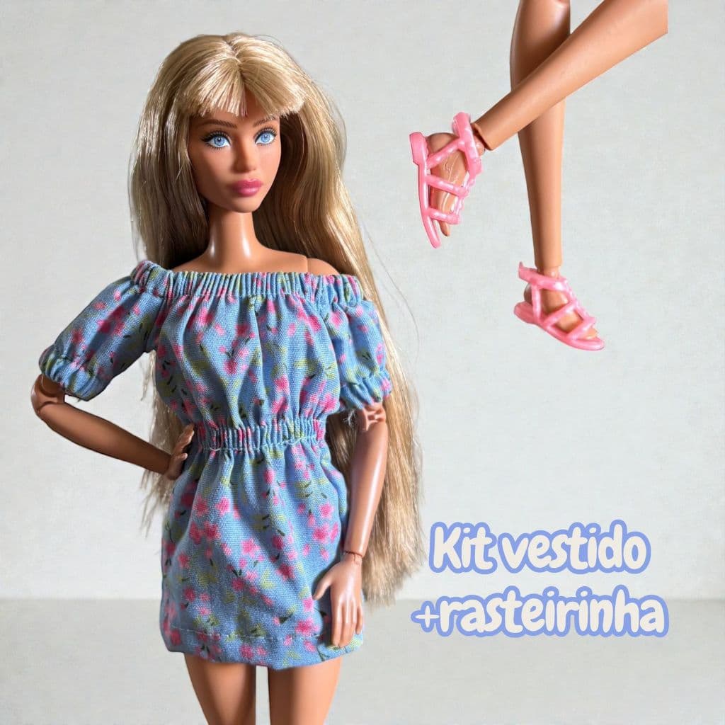 kIT LOOK BONECA NR36 VESTIDO + SANDALIA LOOKS PARA BONECAS ROUPINHAS PARA BONECA 30CM ESCALA 1:6 ROUPAS PARA BONECA