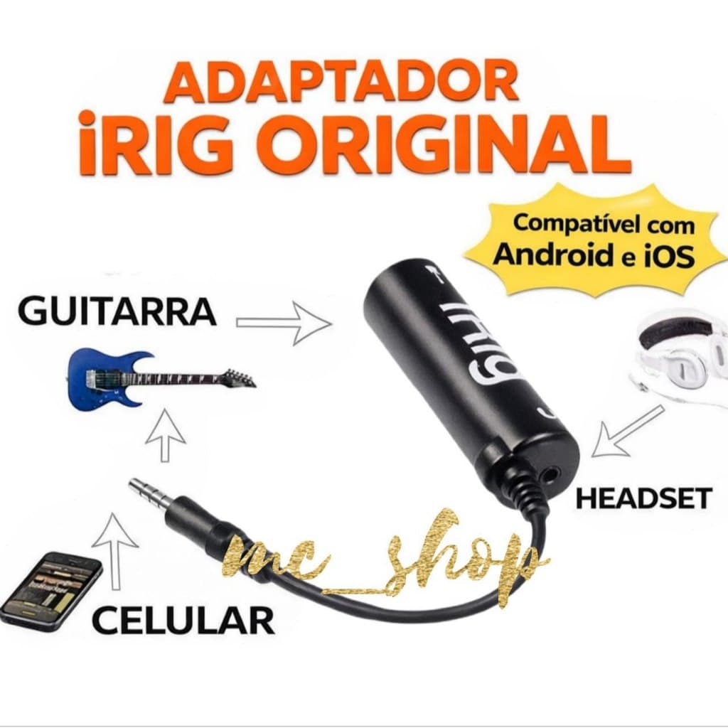 Adaptador iRig Original – Interface de Áudio para Guitarra no Celular, Compatível com Android e iOS