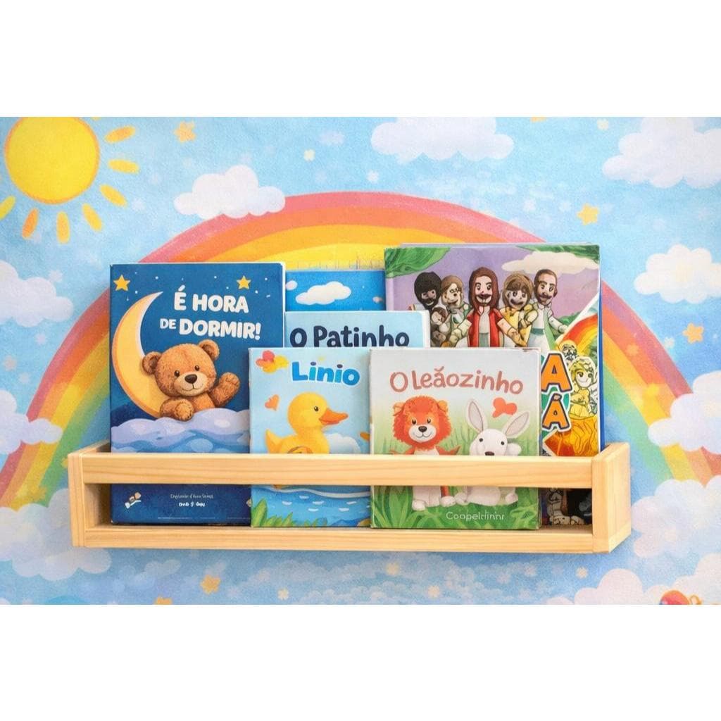 Prateleira Infantil de Madeira para livros