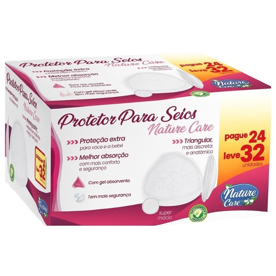 Absorvente Protetor para Seios Nature Care Caixa com 32 Unidades Confortável