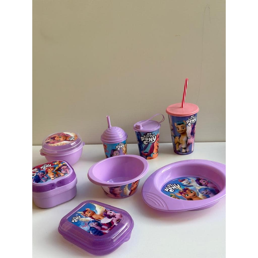 Marmita Com 2 Compartimentos Kit Com Copo e Sanduicheira, Travas e Alças Plasvale Menino e menina