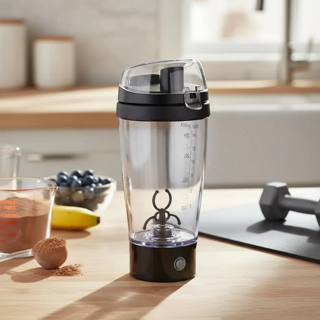Copo Mixer Shake Portátil Misturador Proteína Whey Chocolate Sem Fio