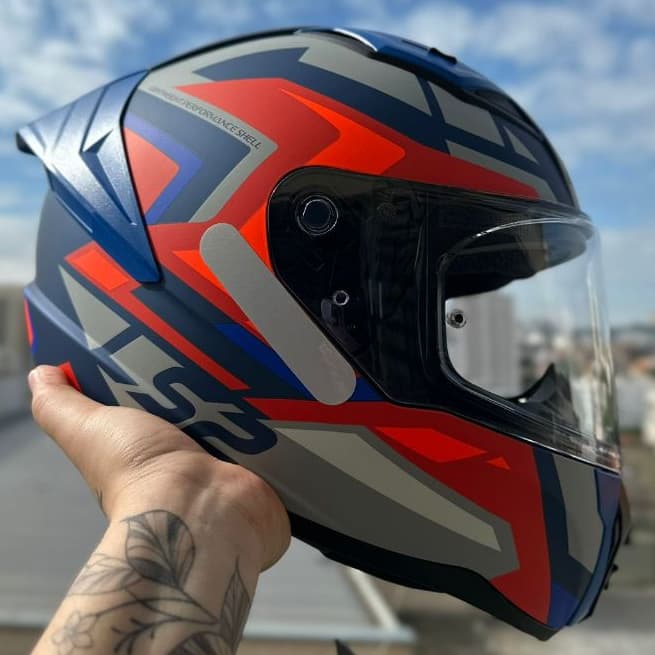 CAPACETE LS2 ESPORTIVO FF810 VIGO AZUL LARANJA CINZA FOSCO LANÇAMENTO + SPOILER + NARIGUEIRA