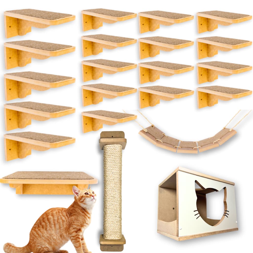 Playground Para Gatos 22pçs REFORÇADO Com Arranhador Já Montado Premium Parque Gato Playground