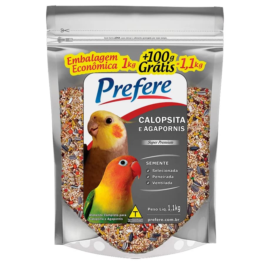 Ração Super Premium Prefere Mix para Calopsita 500g / 1,1kg / Mix com Frutas – Alimento Completo