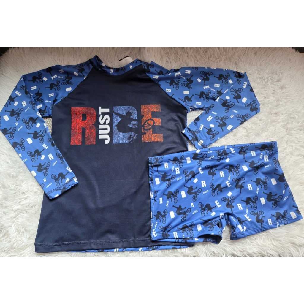 Conjunto Roupa de Praia Autismo Sunga e Blusa com Proteção Solar UV50+ Infantil e Juvenil