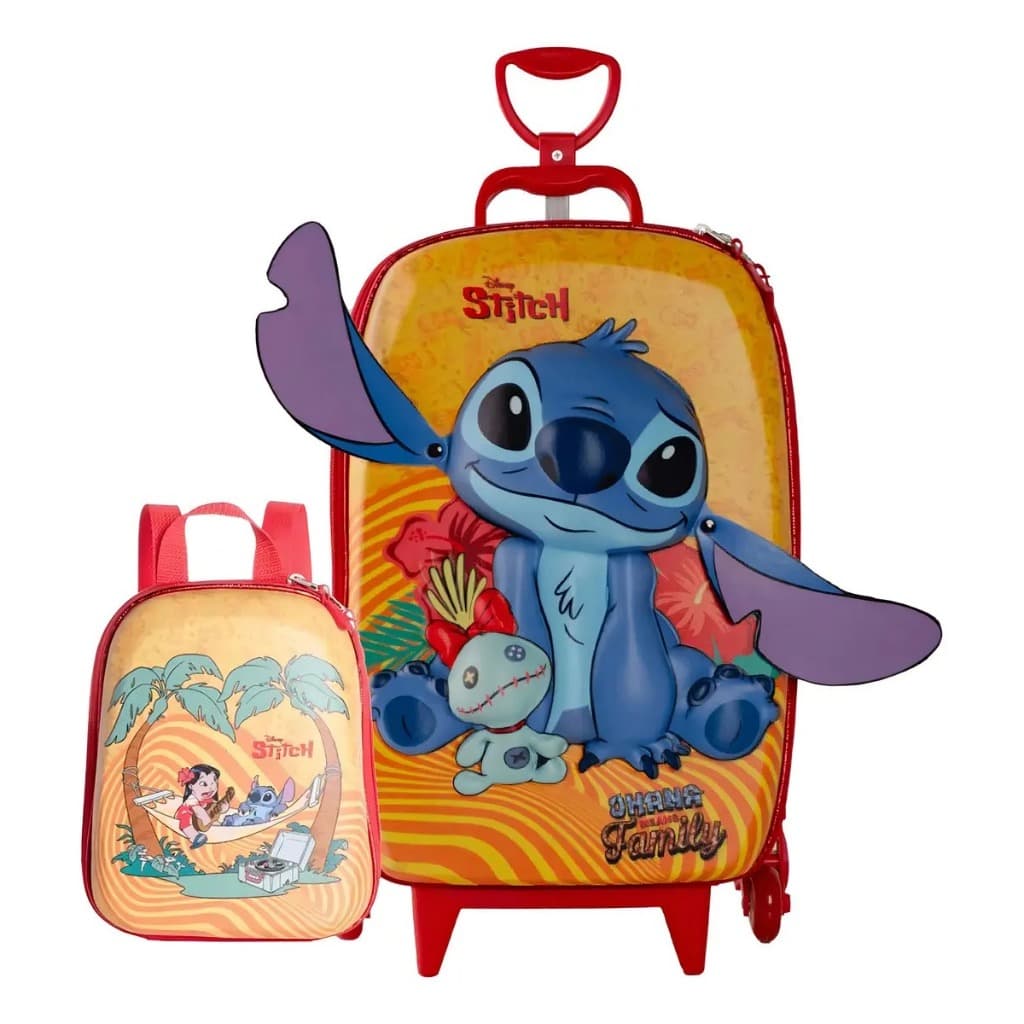 Mala Infantil 3d Stitch Com Rodinhas - Roxa Maxtoy