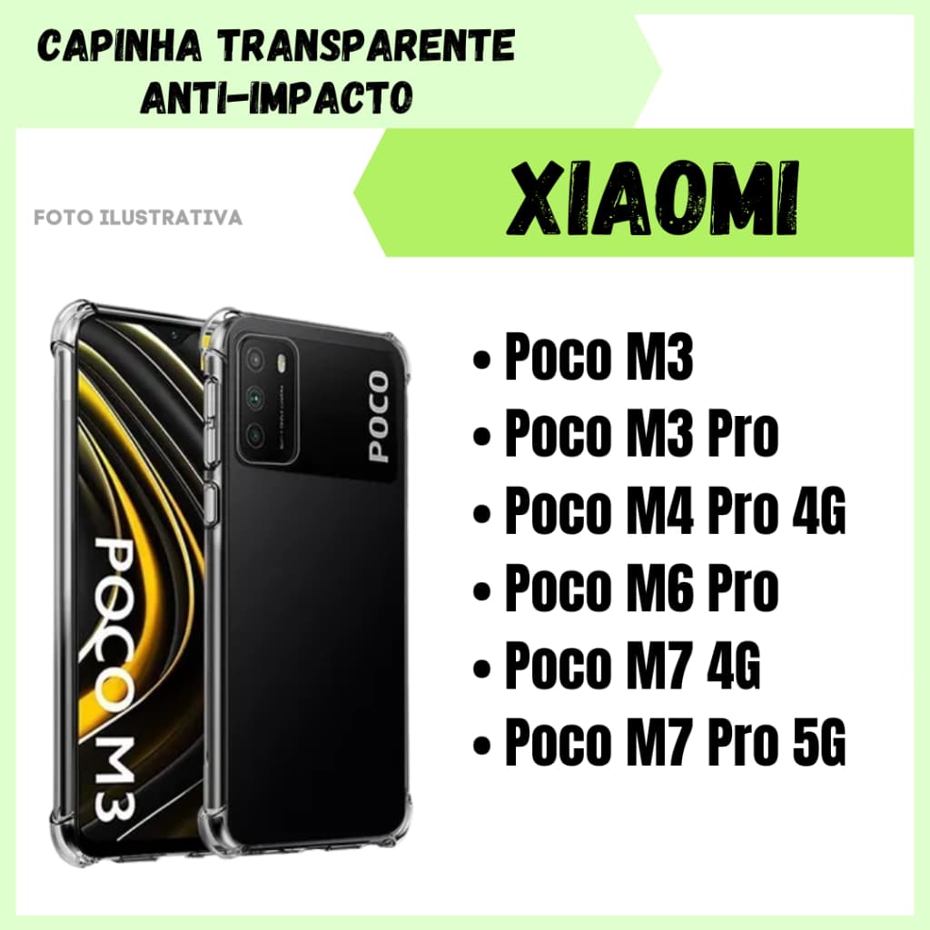 Capa Transparente Anti Impacto Xiaomi Poco M3 / M3 Pro / M4 Pro 4G / M6 Pro / M7 4G / M7 Pro 5G / (CF09)