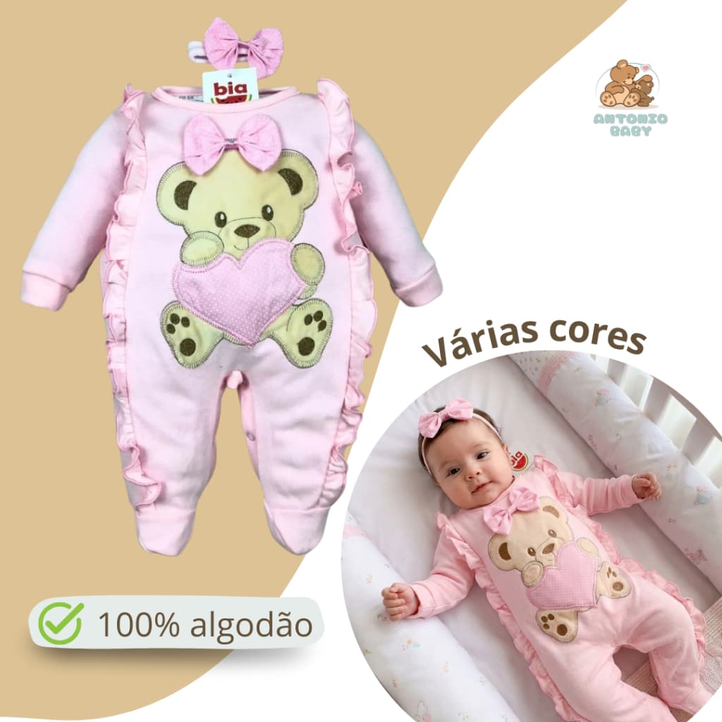 Roupinhas Bebê Menina Macacão Longo 100% Algodão