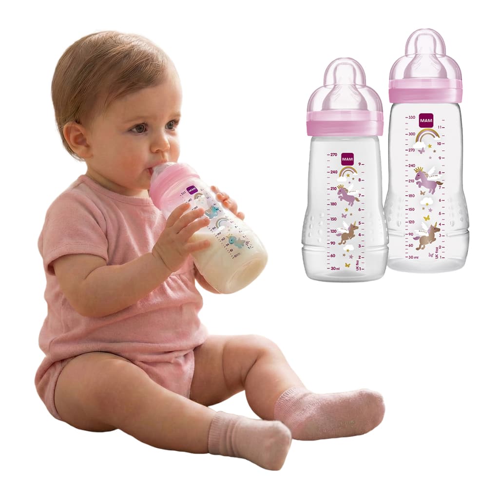 Kit 2 Mamadeiras Easy Active Set 270ml+330ml MAM 2+ Meses