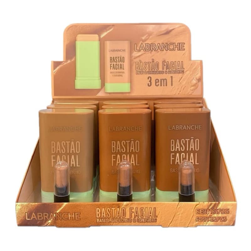 BASTÃO FACIAL 3 EM 1 BASE CORRETIVO E CONTORNO LABRANCHE PERFEITO MAQUIAGEM PROFISSIONAL FÁCIL PRÁTICO COBERTURA NATURAL