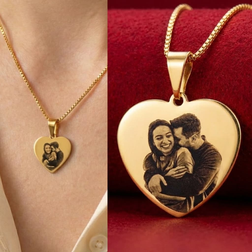Colar Coração M Foto Personalizado Feminino (45cm) Família Presente Banho Ouro 18k Anti Alérgico Presente Dia Namorados