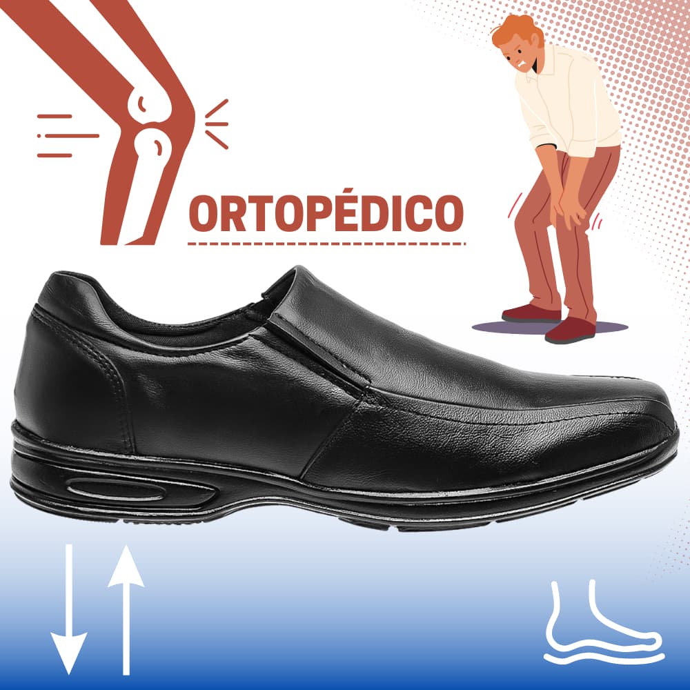 Sapato Social Masculino de Couro Ortopédico Confortável Leve Sola Antiderrapante Envio Imediato