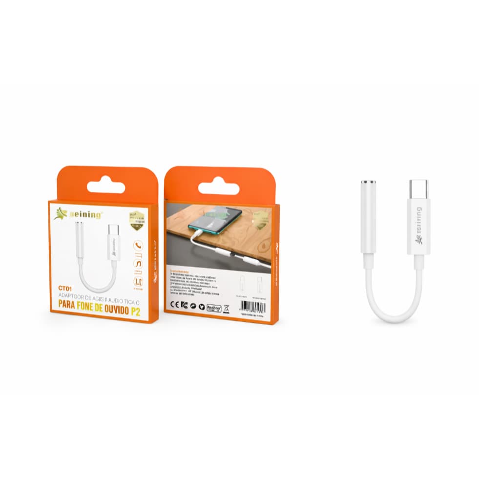 Adaptador Tipo C Para Fone de Ouvido TIPO-C X P2 3.5mm Adaptador de Audio