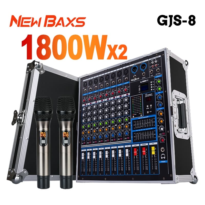 NEW BAXS GJS8/GJS8S Sistema Tudo-em-Um: Amplificador + Microfone + Mesa de Som - Equipamento para Palco