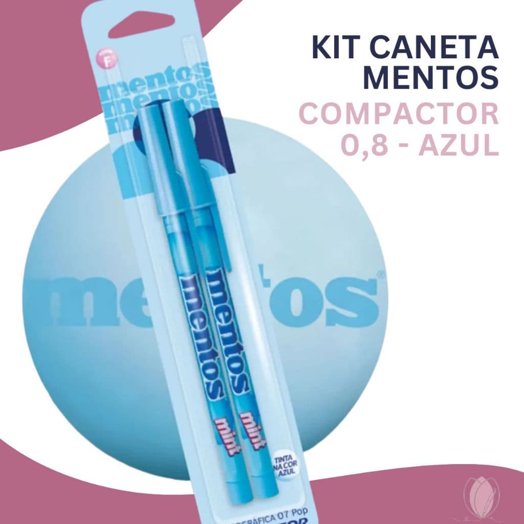 CANETA ESFEROGRÁFICA 0.8MM C/2 UN. COMPACTOR 07 POP MENTOS