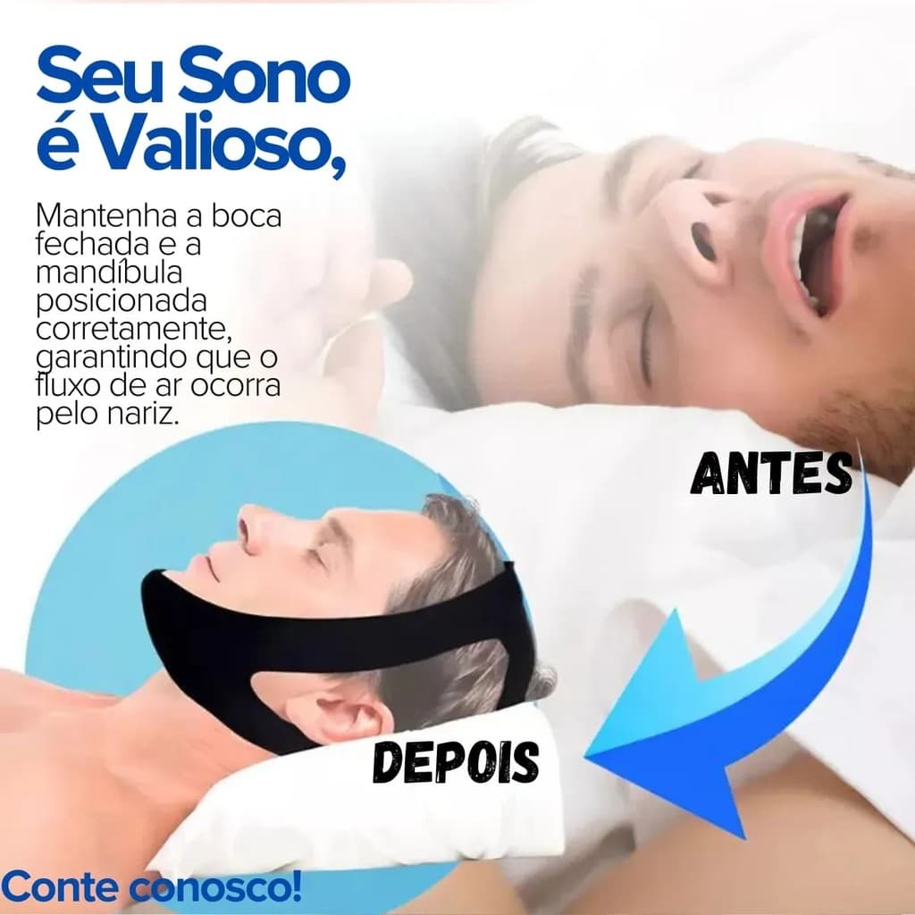 Faixa Anti Ronco Ajustável Máscara Neoprene Mentoneira Dormir Bem Sono Tranquilo 😴💤🌙✨