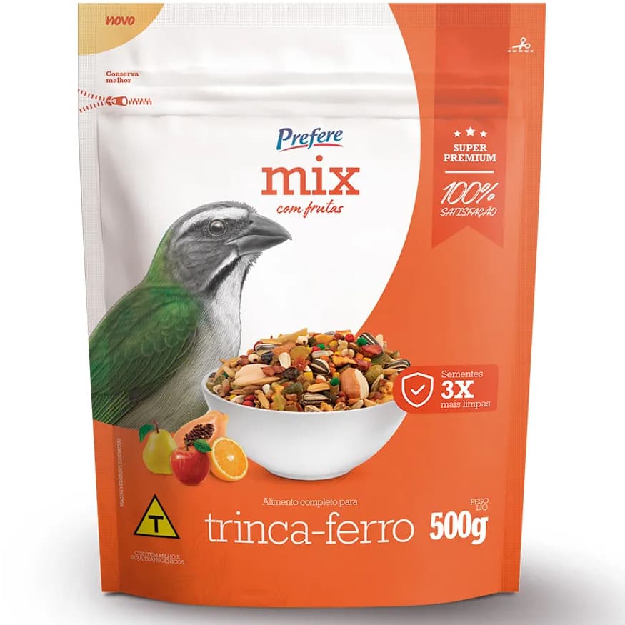 Ração Prefere Mix Trinca-Ferro com Frutas ou com Insetos 500g – Alimentação Completa para Pássaros