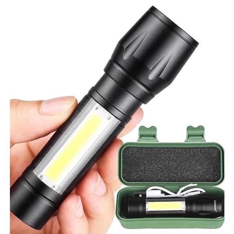 Lanterna Tática Portátil LED com Zoom Ajustável e Recarga USB Rápida - Compacta e Resistente Modelo 535