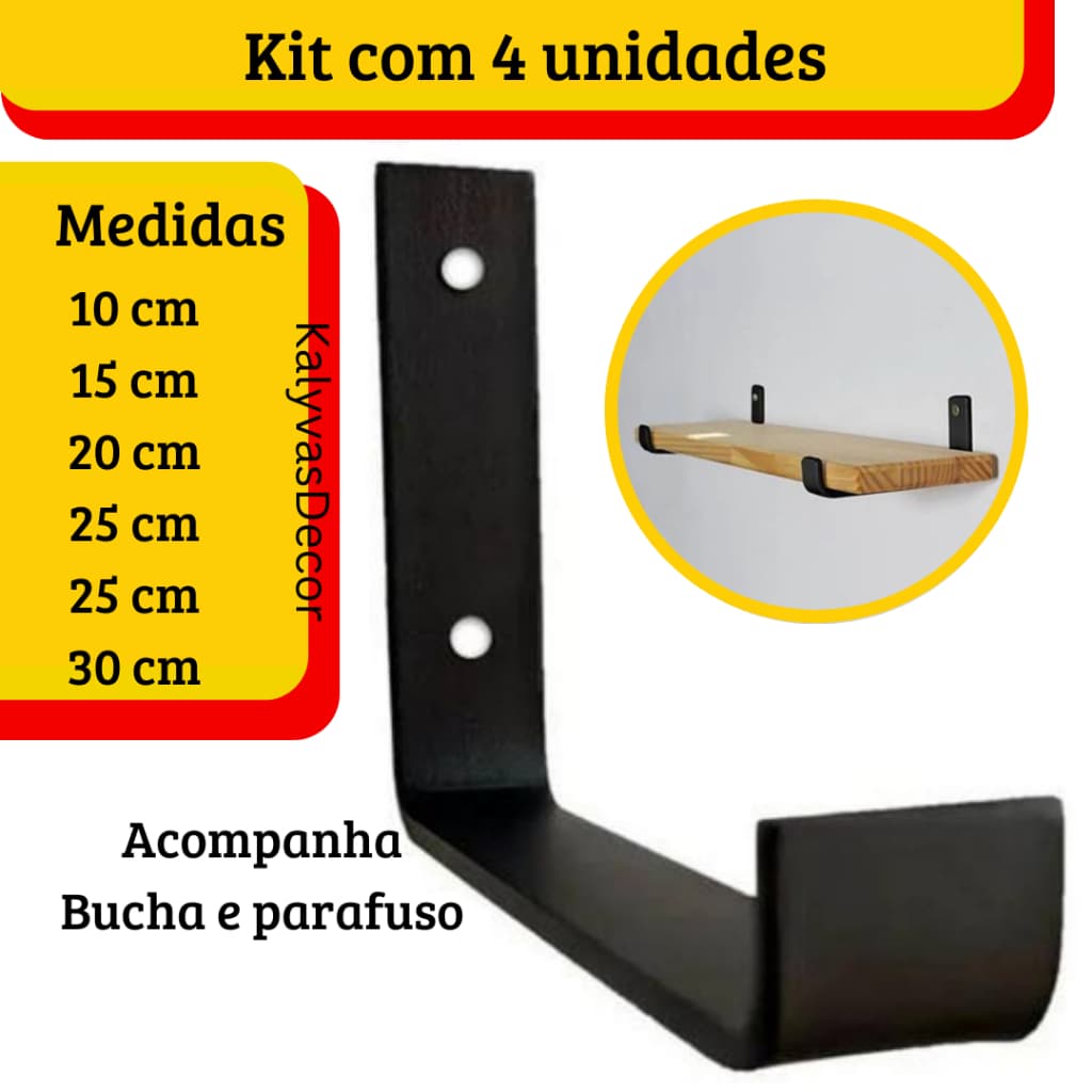 Mão Francesa Suporte Invertido Cantoneira p/ Prateleira