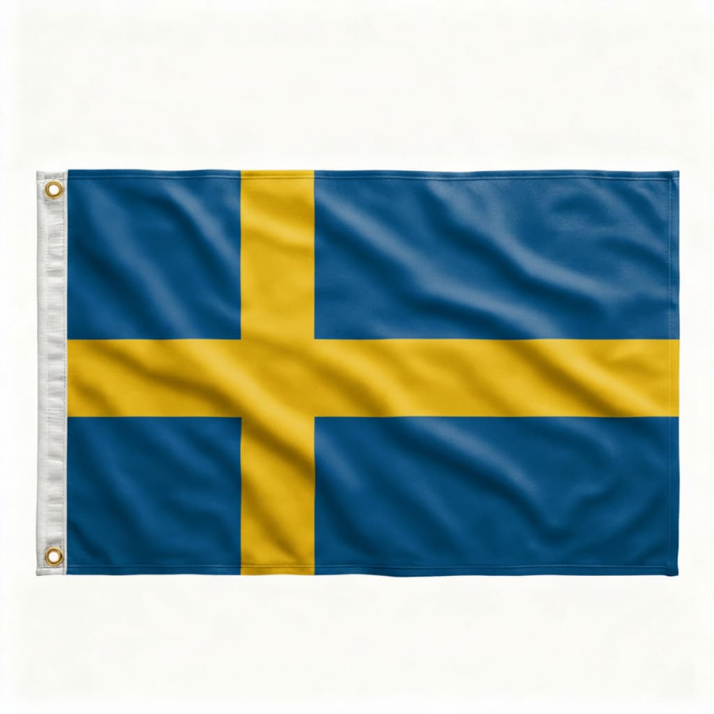 Bandeira da Suecia Oficial Mastro C/Anilhas 90x60 Cm Cores Fortes