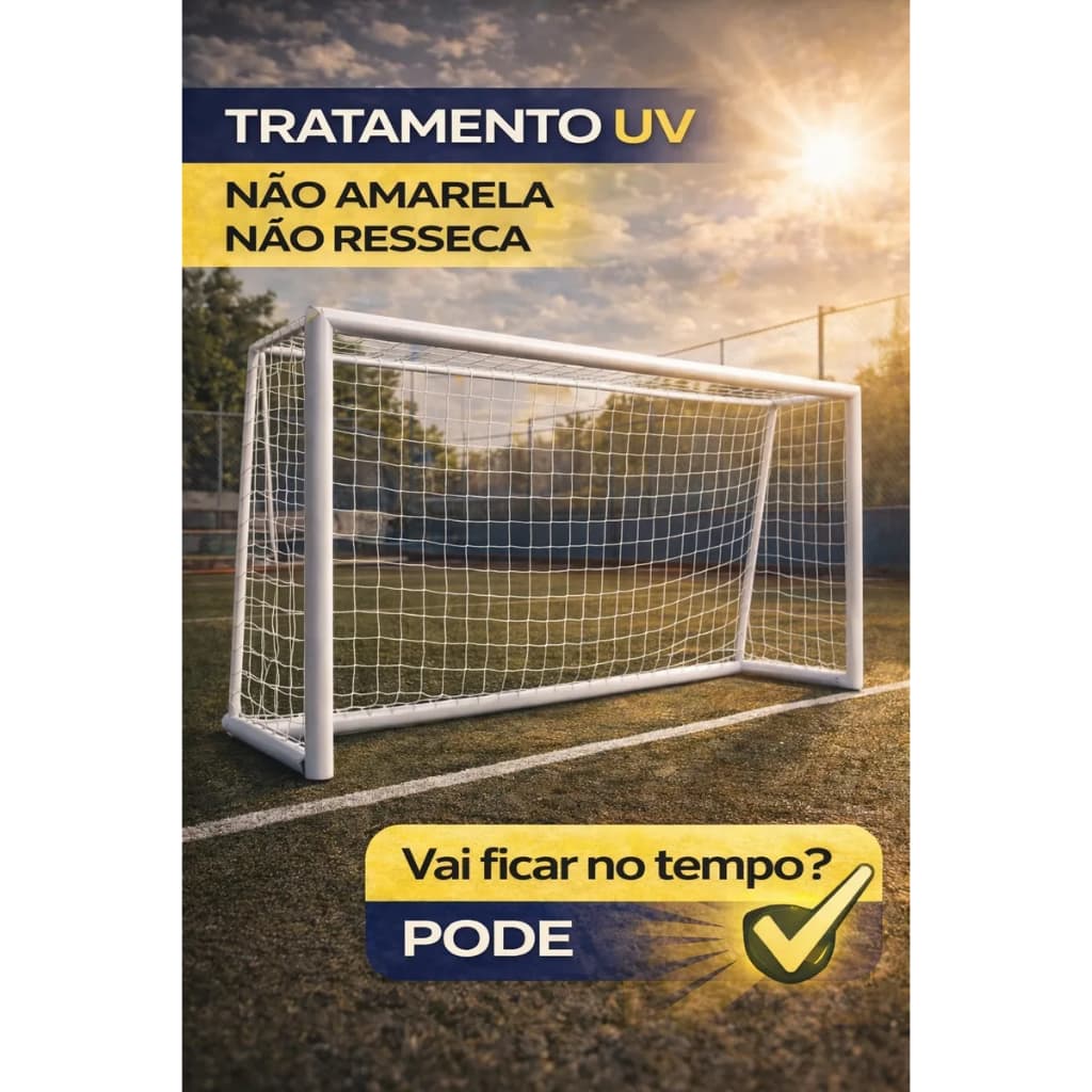 Par de Rede para Trave de Gol Futsal Fio 4mm Seda Futebol de Salão Proteção UV Profi