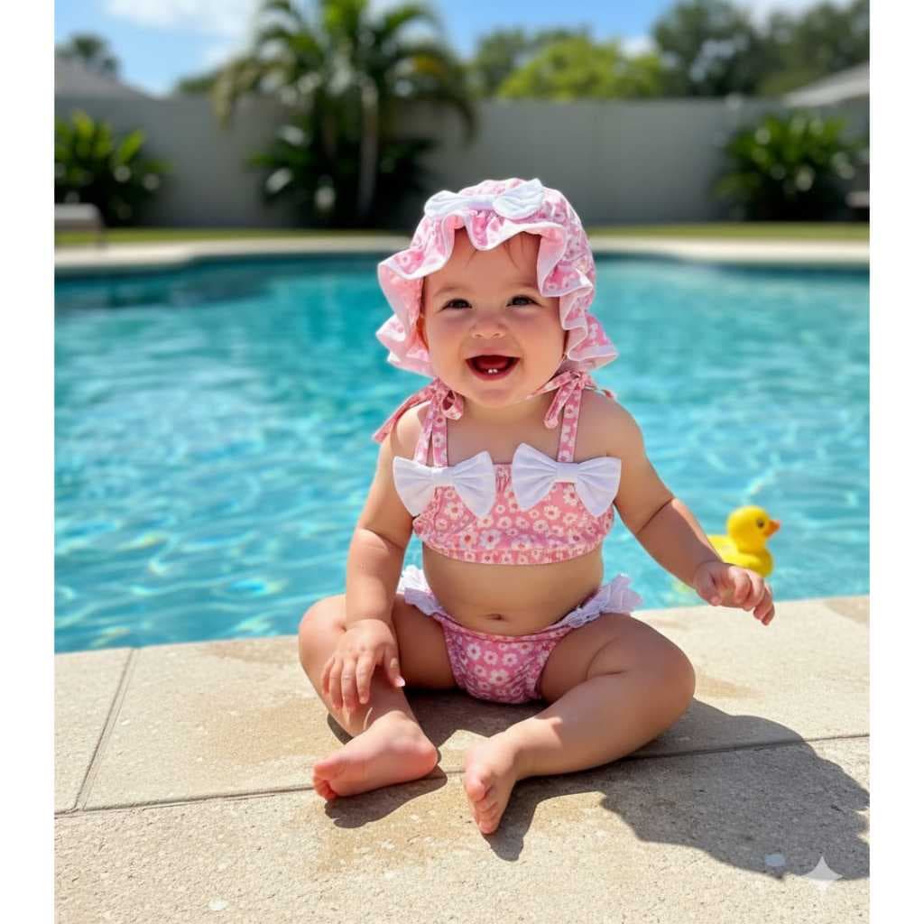 Kit Banho de Sol Infantil Biquini 100% Algodao Bebe