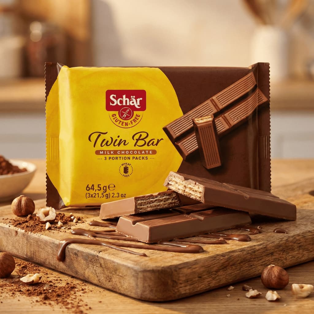Biscoito Wafer Twin Bar Tipo KitKat Sem Glúten 64,5g Schar