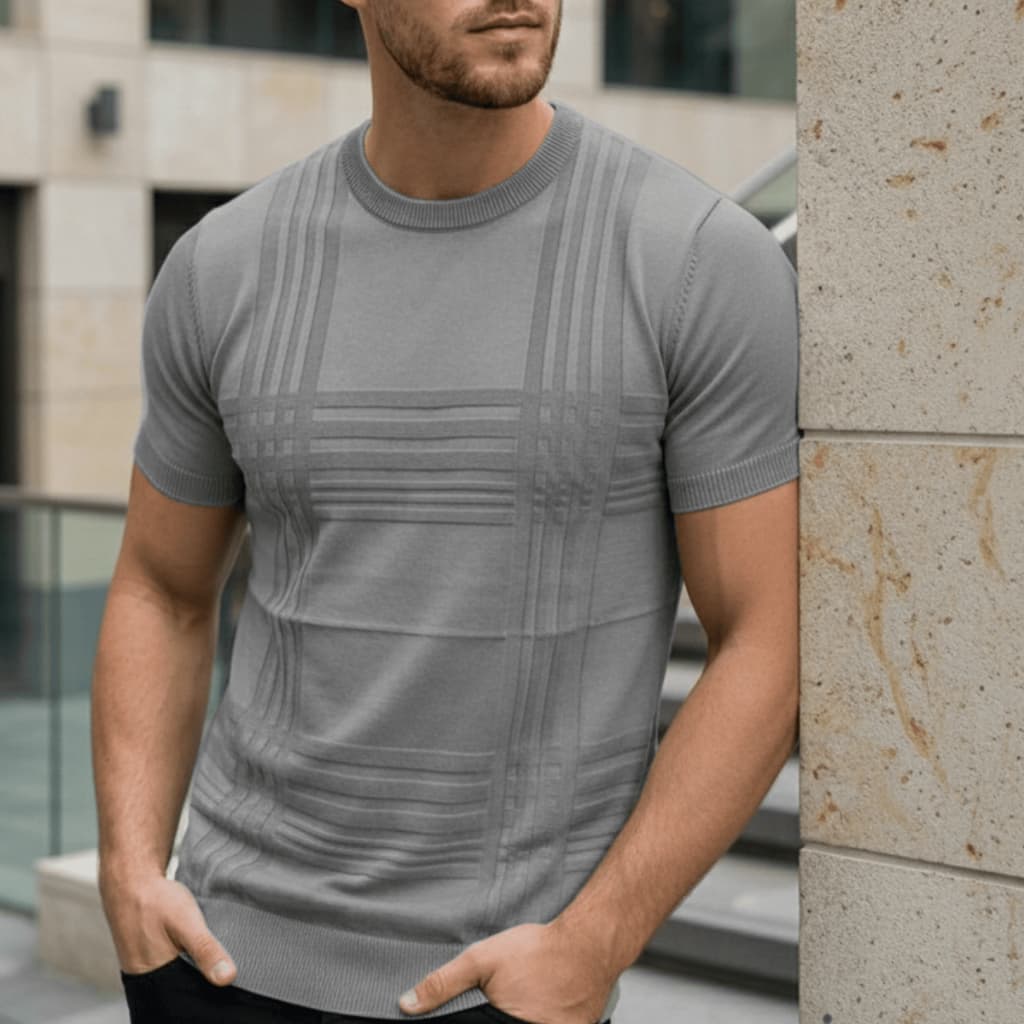 Camiseta Masculina Gola Redonda Manga Curta Estilosa Slim Tricot Premium Blusa