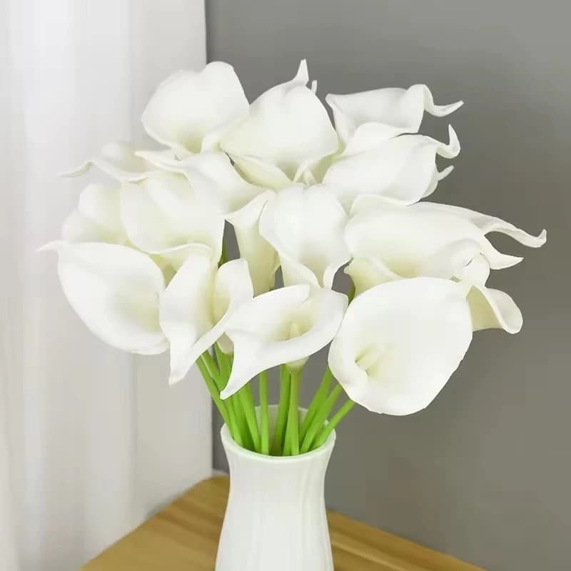 Kit 2 a 8 Copo de Leite Artificial Emborrachado Toque Real Decoração Arranjo, Casa, Casamento - HJ803052 M