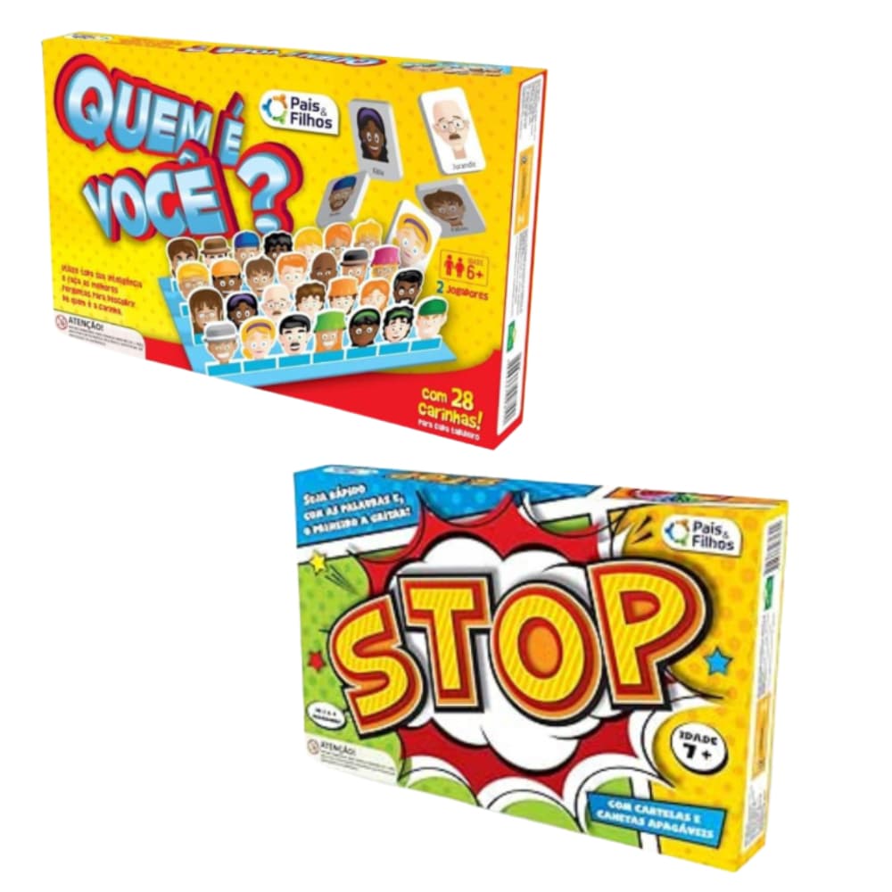 Kit 2 Jogos de Tabuleiro Quem é Você e Stop