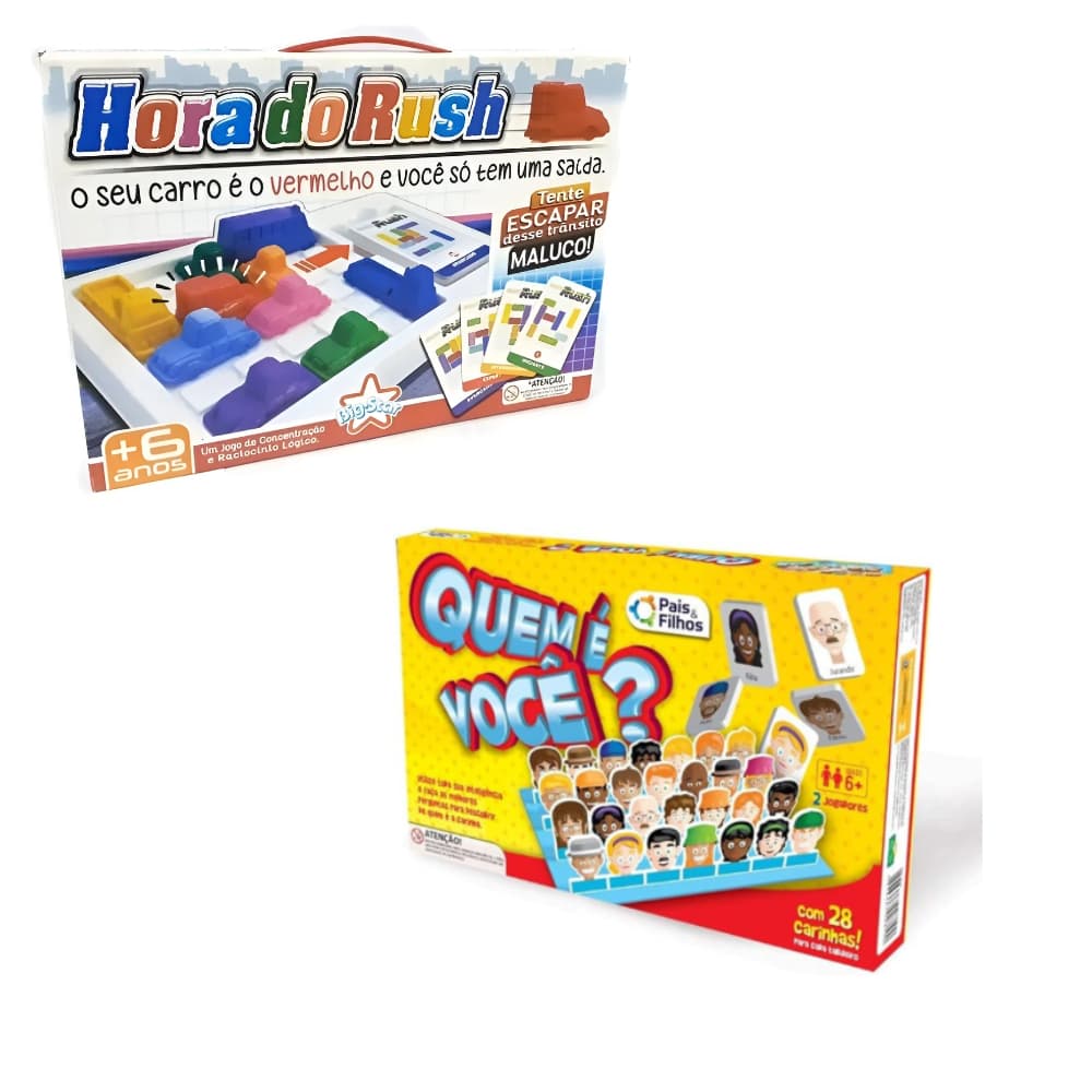 Kit 2 Jogos de Tabuleiro Hora do Rush e Quem é Você