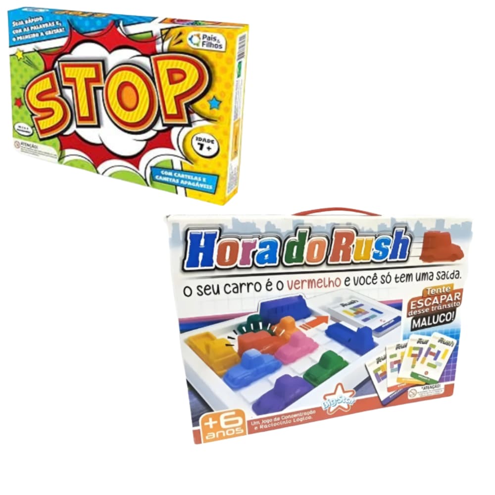 Kit 2 Jogos de Tabuleiro Hora do Rush e Stop