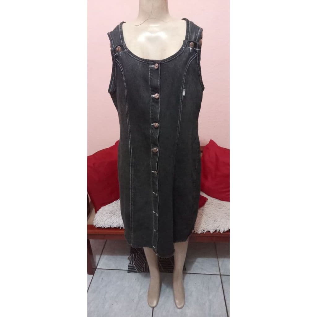 🌺Vestido rodado Jeans Feminino com zíper na parte traseira  De Manga Curta alçinha / MONARCA /44-boneca princesa regata