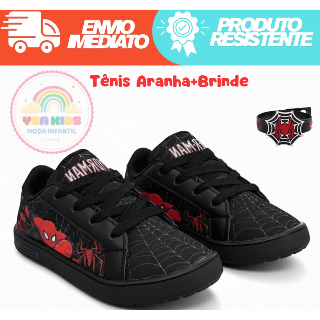 Tênis Infantil Menino Homem Aranha Resistente e Macio Envio Rápido Escolar Promoção