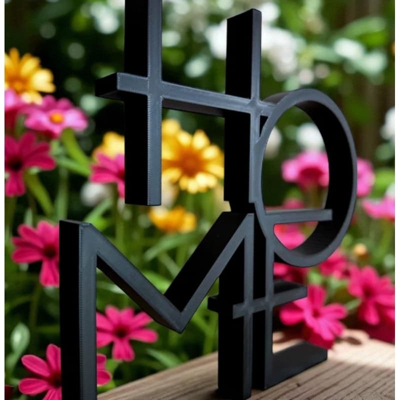 Letreiro Decorativo HOME 3D - Design Geométrico Minimalista para Mesa e Estante