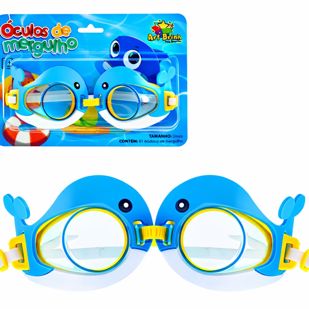 Óculos De Natação Infantil Mergulho Piscina Golfinho Silicone Ajustável Antivazamento