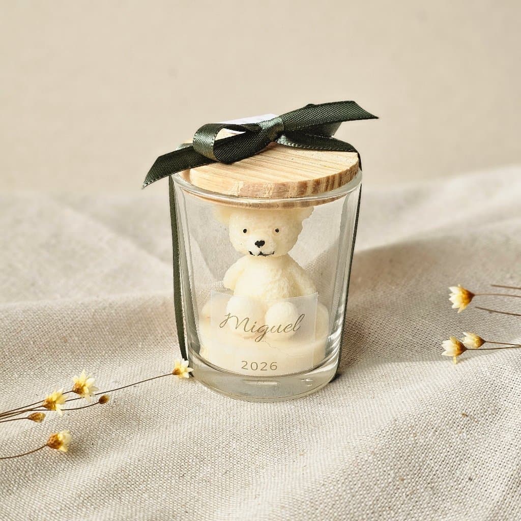 10 Lembrancinhas Chá de Bebê/ Batizado – Vela com Ursinho + Tag