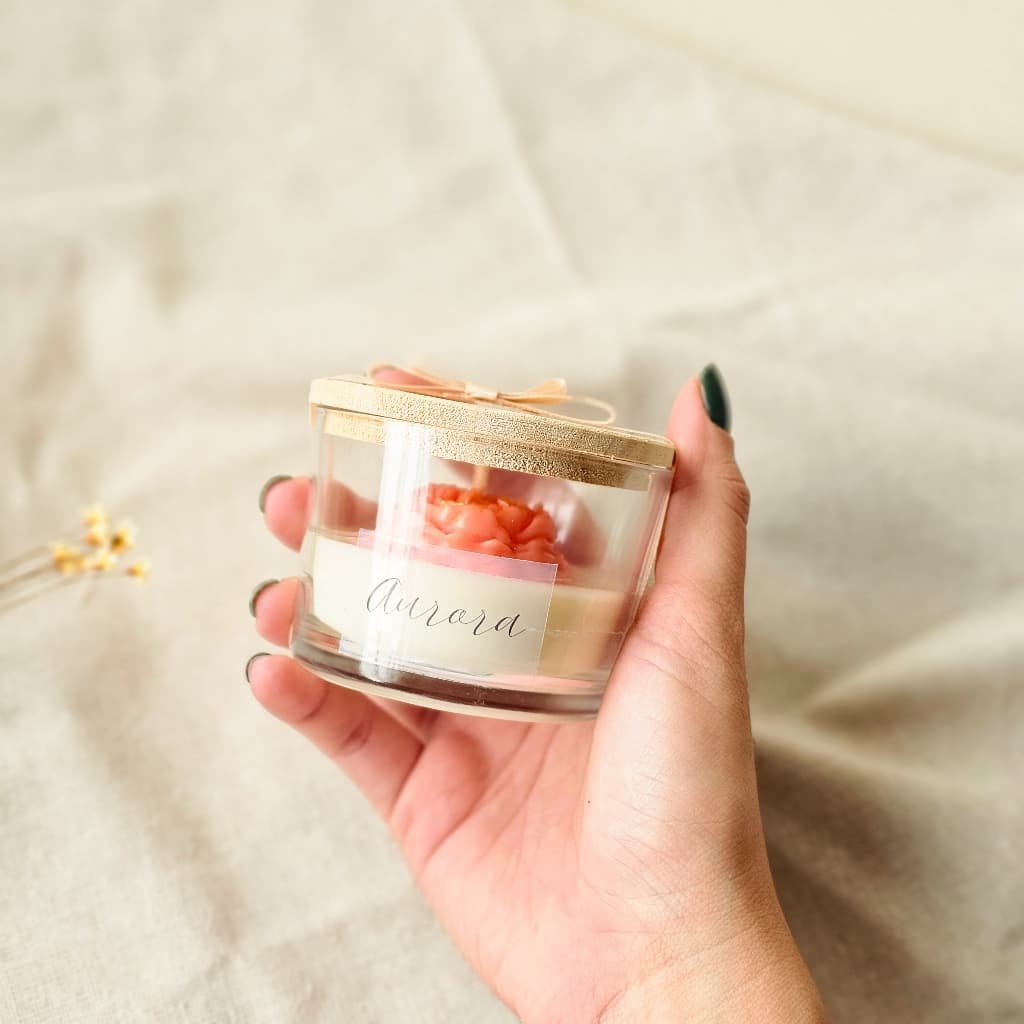 Kit 10 Velas Aromáticas Personalizadas 80g com Peônia Lembrancinhas