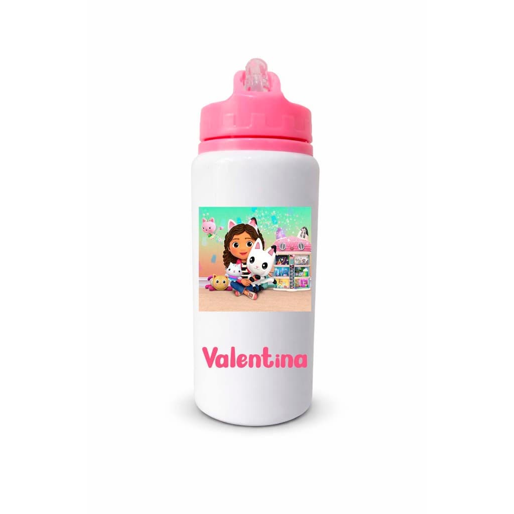 Garrafinha de água personalizada com canudo 600ml - nome - infantil